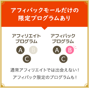 アフィバックモールだけの限定プログラムあり